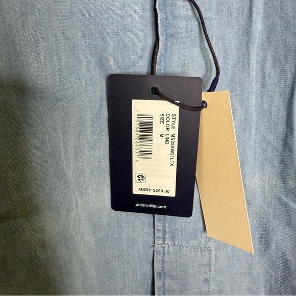 Peter Millar Chambray Indigo Shirt – Size Medium (NWT) - Picture 4 of 10